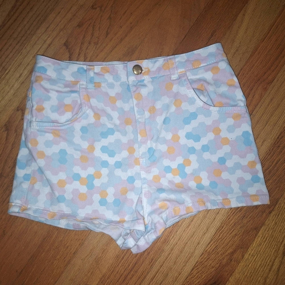 Womens Shorts Topshop MOTO 6 28 Colorful Dimensional Denim Juniors